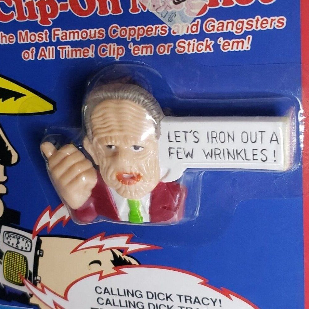 Vintage 1990 Dick Tracy PRUNEFACE Disney Clip On Magnet On Card New